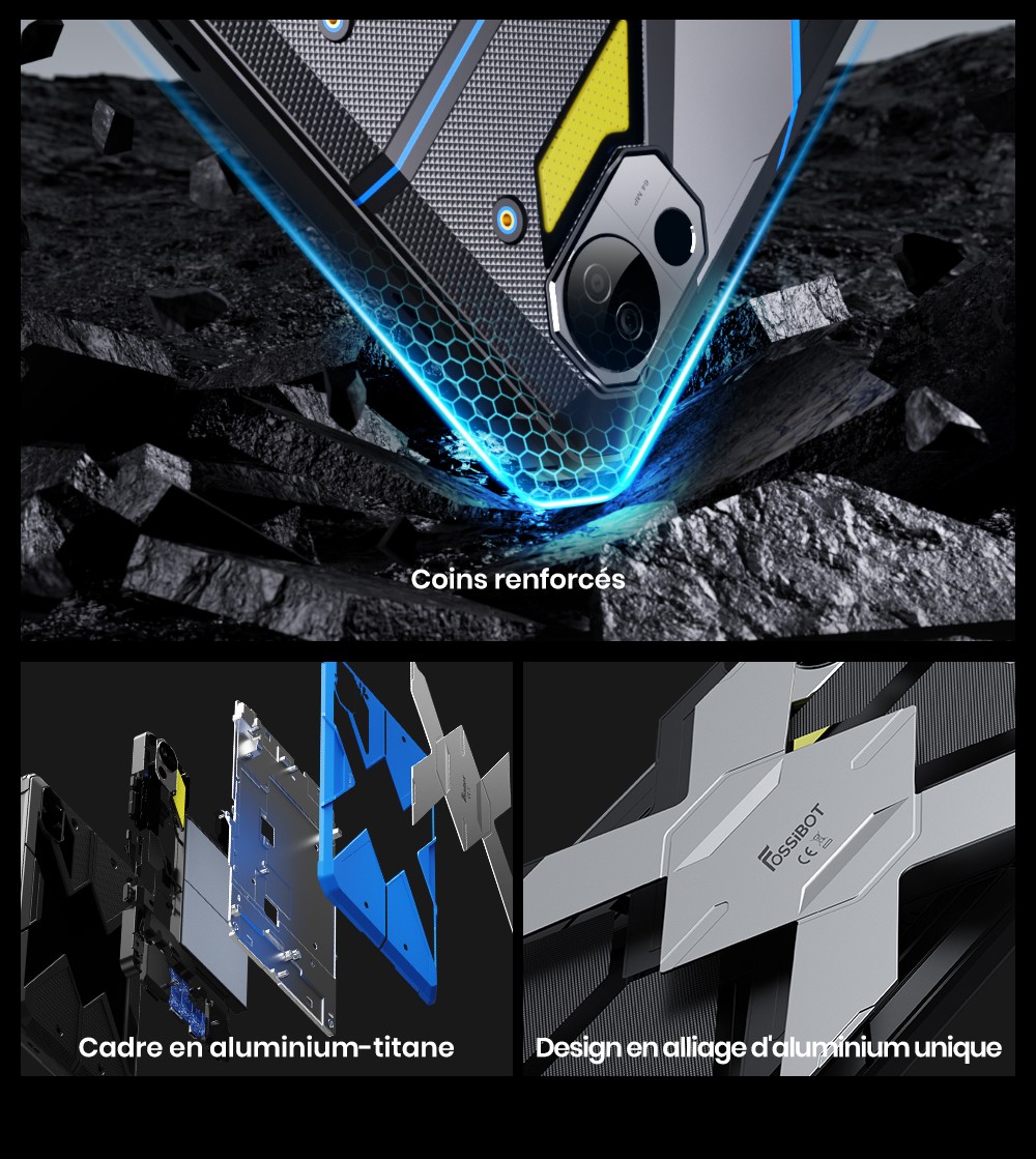 FOSSiBOT DT3 5G Tablette robuste, Android 15, &eacute;cran 10,4 pouces, 12 Go de RAM, 256 Go de ROM, Wi-Fi 6, batterie 21 560 mAh, charge rapide 66 W, appareil photo 64 Mpx + 32 Mpx, d&eacute;verrouillage par empreinte digitale et reconnaissance faciale - Bleu