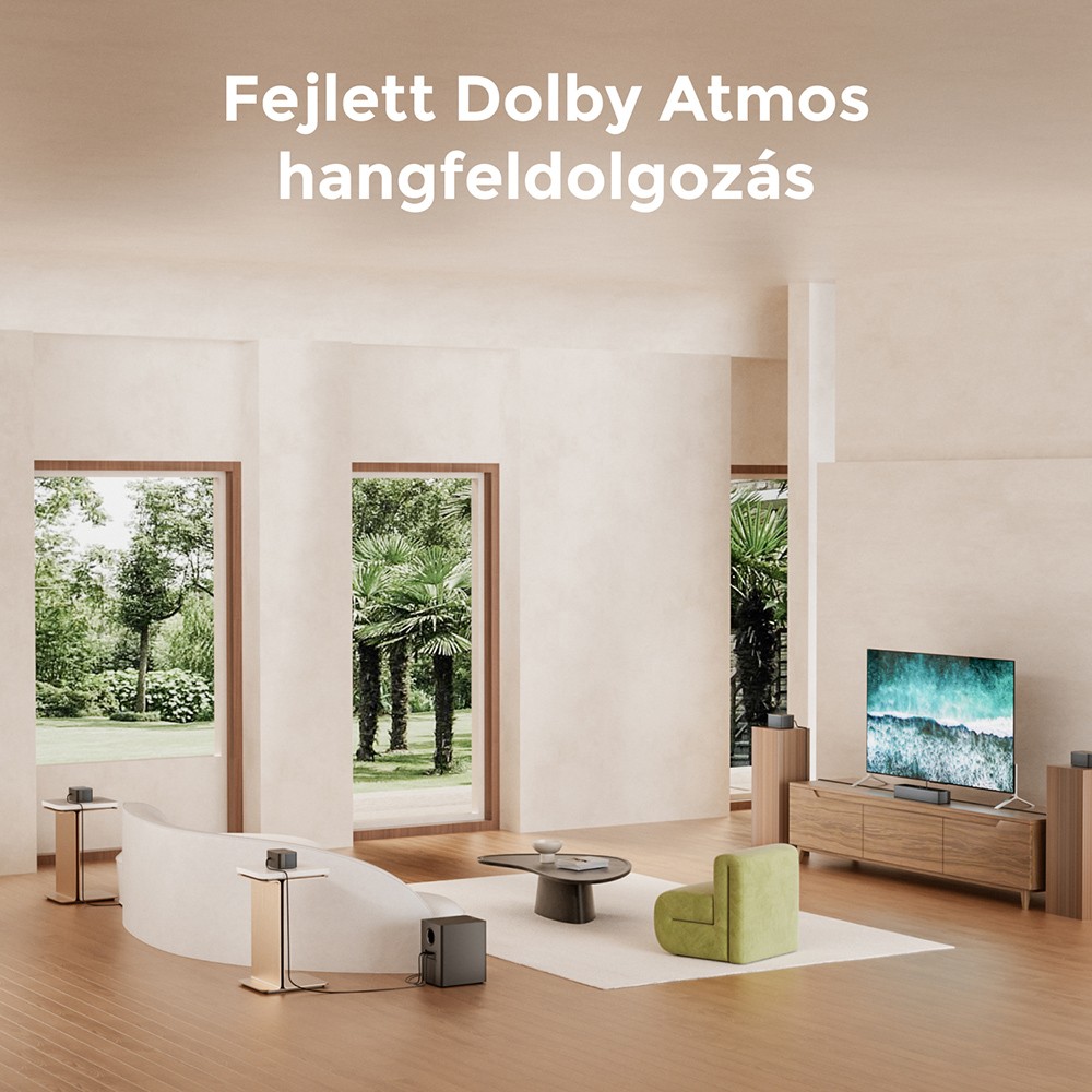 Ultimea Poseidon D80 Boom 7.1 Soundbar + 2 p&aacute;r * Steady 300 hangsz&oacute;r&oacute;&aacute;llv&aacute;ny, Dolby Atmos, 500 W cs&uacute;csteljes&iacute;tm&eacute;ny, alkalmaz&aacute;svez&eacute;rl&eacute;s, 10 s&aacute;vos hangsz&iacute;nszab&aacute;lyz&oacute; be&aacute;ll&iacute;t&aacute;s, 121 előre be&aacute;ll&iacute;tott EQ m&aacute;trix, Bluetooth 5.3