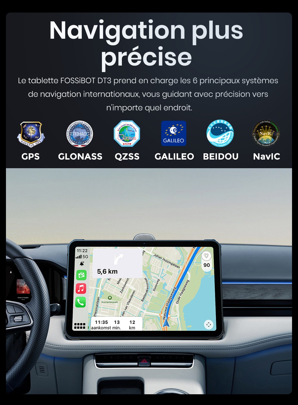 FOSSiBOT DT3 5G Tablette robuste, Android 15, &eacute;cran 10,4 pouces, 12 Go de RAM, 256 Go de ROM, Wi-Fi 6, batterie 21&nbsp;560 mAh, charge rapide 66 W, appareil photo 64 Mpx + 32 Mpx, d&eacute;verrouillage par empreinte digitale et reconnaissance faciale - Gris