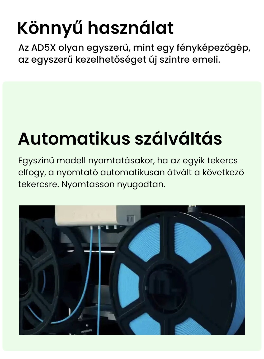 Flashforge AD5X 3D nyomtat&oacute;, intelligens 4 sz&iacute;nű nyomtat&aacute;s, 600 mm/s max., 220 * 220 * 220 mm - EU csatlakoz&oacute;