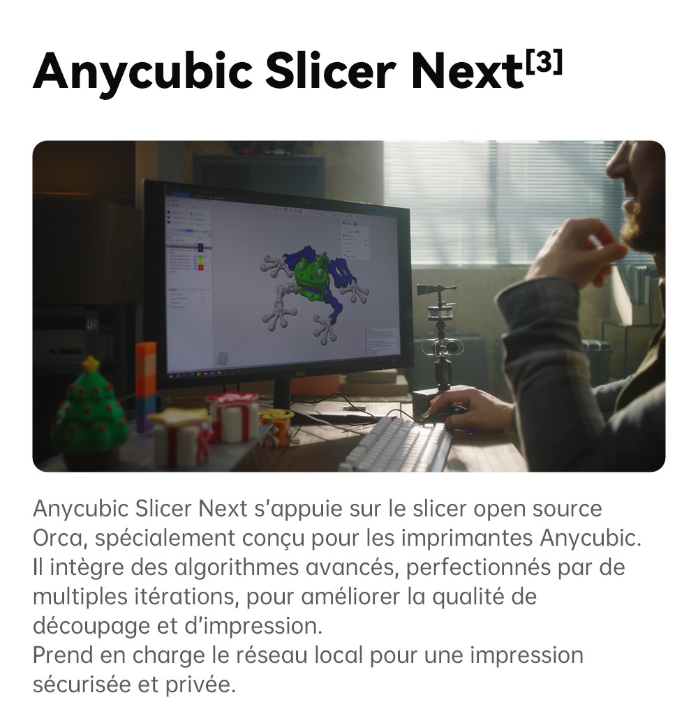 Imprimante 3D Anycubic Kobra 3 V2 Combo, ACE Pro Multicolore, cam&eacute;ra 720p, vitesse 600 mm/s, nivellement automatique, s&eacute;chage du filament, 255 x 255 x 260 mm