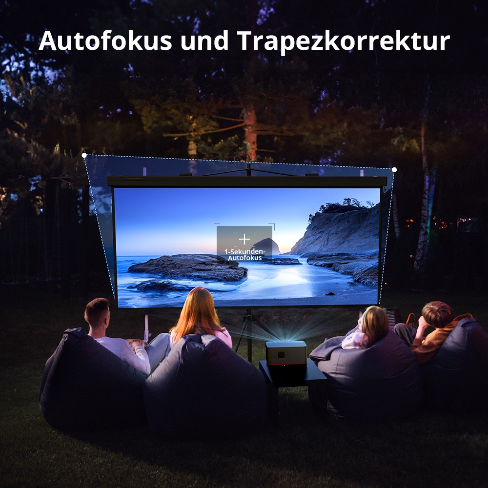 ETOE Whale Pro Android TV-Projektor, Native 1080P, 1500 ANSI, 4K-Dekodierung, Autofokus und automatische Trapezkorrektur, 2 x 10 W Stereo-Lautsprecher, Dualband-WLAN