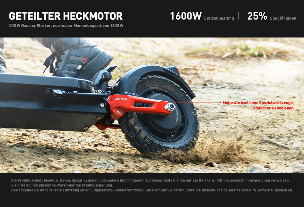 Joyor T6E Elektroroller mit ABE-Zertifizierung, 500-W-Motor, 48-V-18-Ah-Akku, 10-Zoll-Reifen, 20 km/h H&ouml;chstgeschwindigkeit, 70 km Reichweite, mechanische Scheibenbremsen vorne und hinten, hydraulische Federsto&szlig;d&auml;mpfer vorne und hinten