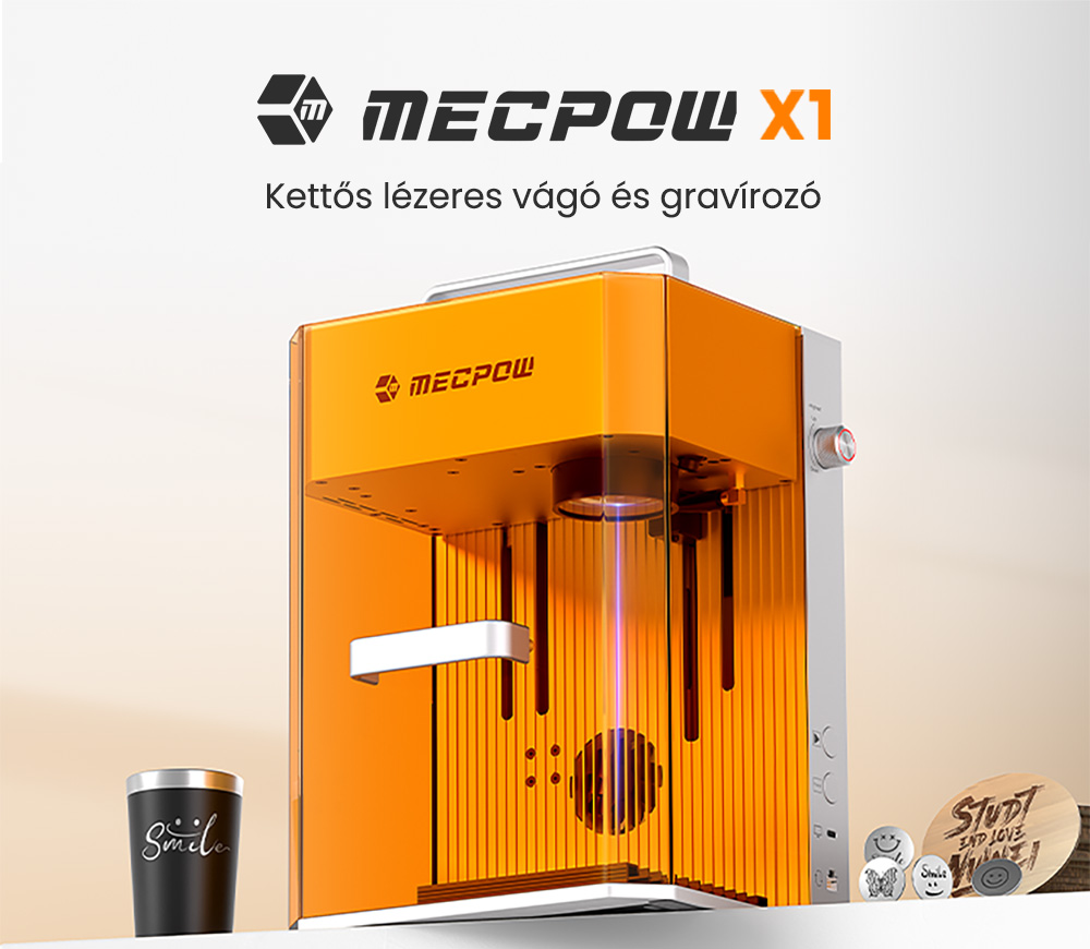 Mecpow X1 Dupla L&eacute;zer V&aacute;g&oacute;/Grav&iacute;roz&oacute;, 2W Infra + 10W Di&oacute;d&aacute;s, 5000mm/s sebess&eacute;g, 105&times;105mm