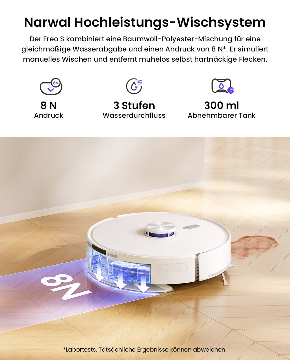 Narwal Narwal Freo S Roboterstaubsauger und -mopp, automatische Staubsammlung, 8000 Pa Saugleistung, intelligente Navigation und Sprachsteuerung