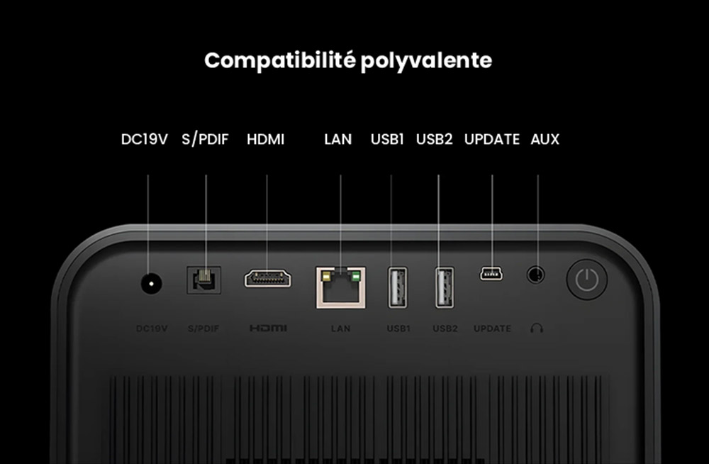 Ultimea Poseidon E100 Projecteur, 1800 ANSI, 1080P natif, décodage 4K, mise au point automatique et correction keystone 6D, image 3D active, Intervenants 10W*2, Google TV