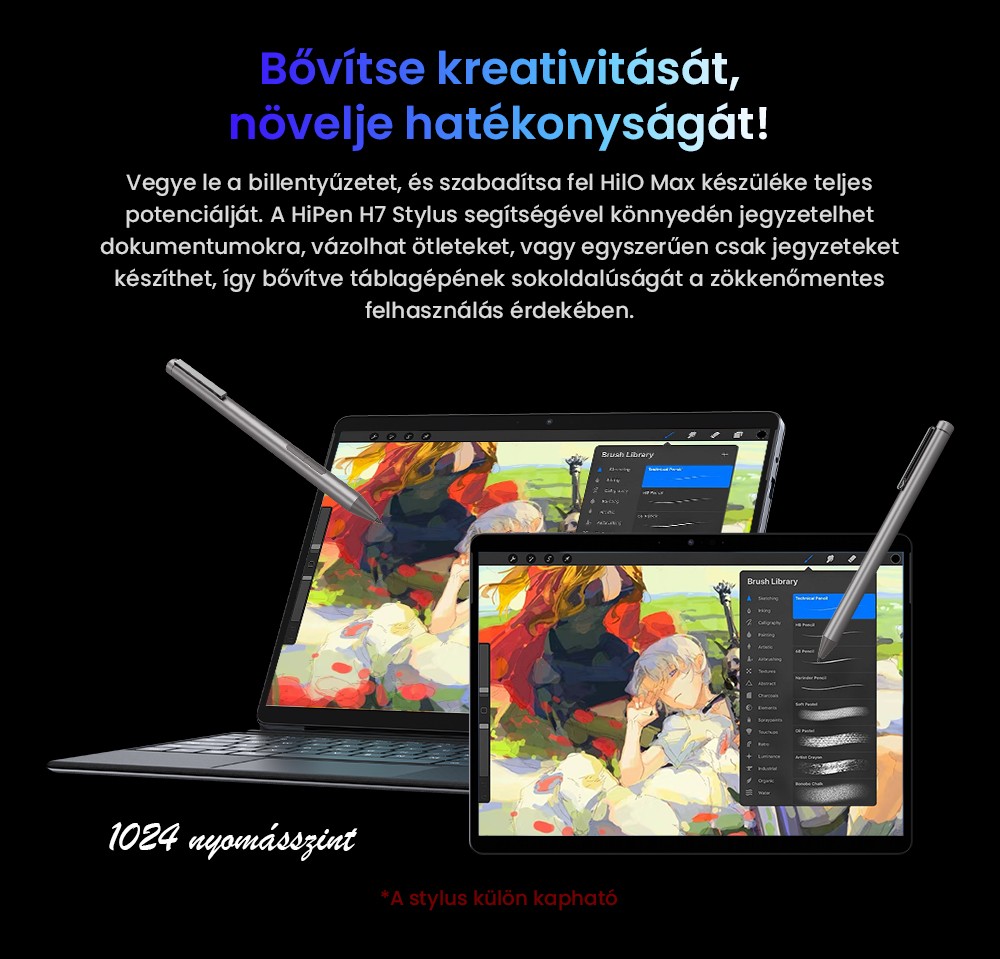 CHUWI Hi10 Max Laptop (Billentyűzet N&eacute;lk&uuml;l), Intel N150 4 Magos Max 3.6GHz, 12.96 h&uuml;velykes 2880*1920 IPS &Eacute;rintők&eacute;pernyő, 12GB LPDDR5 RAM 512 SSD, USB-C+Micro HDMI 4K Dupla Kijelző, WiFi6, 8MP+5MP Kamera, 2*Teljes funkcionalit&aacute;s&uacute; Type-C, 1*USB3.2, 1*Audio Jack