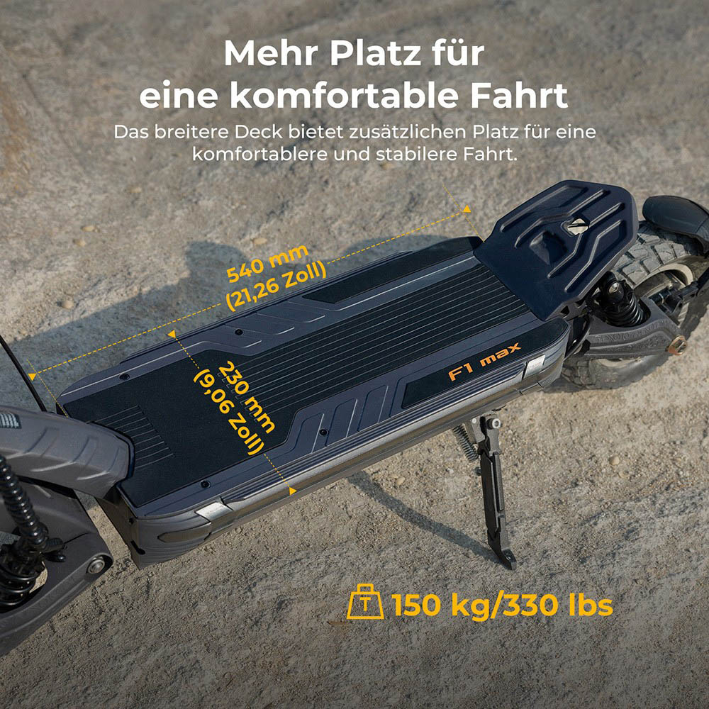 Ausom F1 Max Elektroroller, 2 x 1400 W Motor, 60 V 20,8 Ah Akku, 10 Zoll Reifen, 72 km/h H&ouml;chstgeschwindigkeit, 100 km maximale Reichweite, hydraulische Scheibenbremsen vorne und hinten, NFC- und Passcode-Sperre