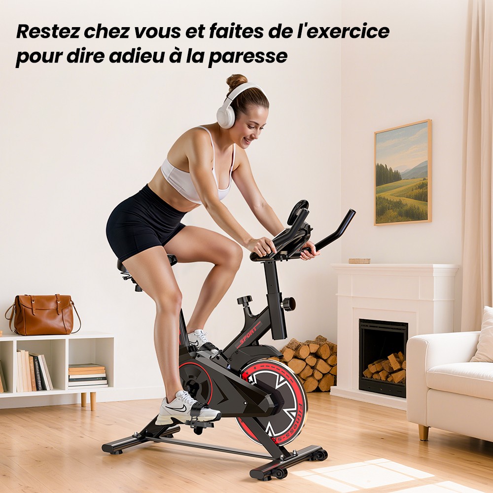 Formill QK101 V&eacute;lo d&rsquo;Appartement, Transmission par Courroie Silencieuse, R&eacute;sistance R&eacute;glable, &Eacute;cran LCD, Charge Max 120 kg, Fitness Familial