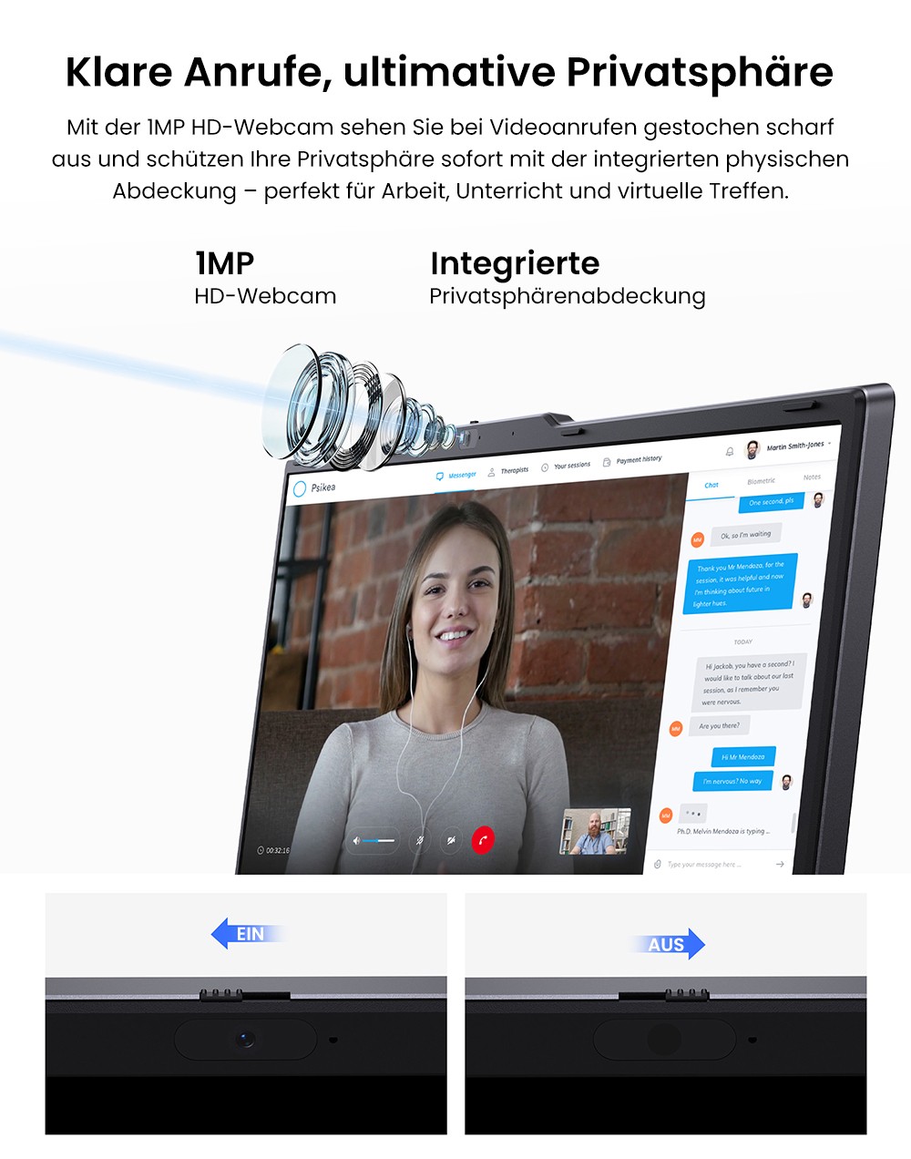 CHUWI CoreBook Plus Laptop, 16 Zoll 1920x1200 IPS Bildschirm, AMD Ryzen 5 7430U 6 Kerne Max 4,3GHz, 16GB RAM 512GB SSD, WiFi 6 Bluetooth 5.2, 2*Voll ausgestattet Typ-C, 2*USB3.2, 1*USB2.0, 1*TF Kartensteckplatz, 1*HDMI, 1*RJ45, 1*Audio