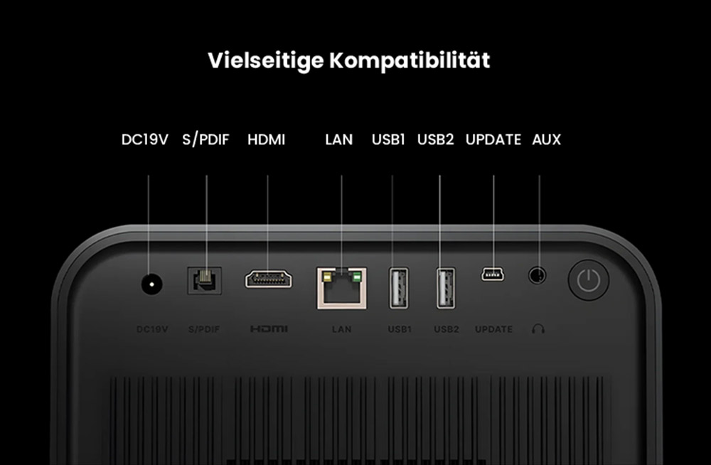 Ultimea Poseidon E100 Projektor, 1800 ANSI, natives 1080P, 4K-Dekodierung, Autofokus & 6D Auto Keystone, aktives 3D-Bild, 10W*2 Lautsprecher, Google TV