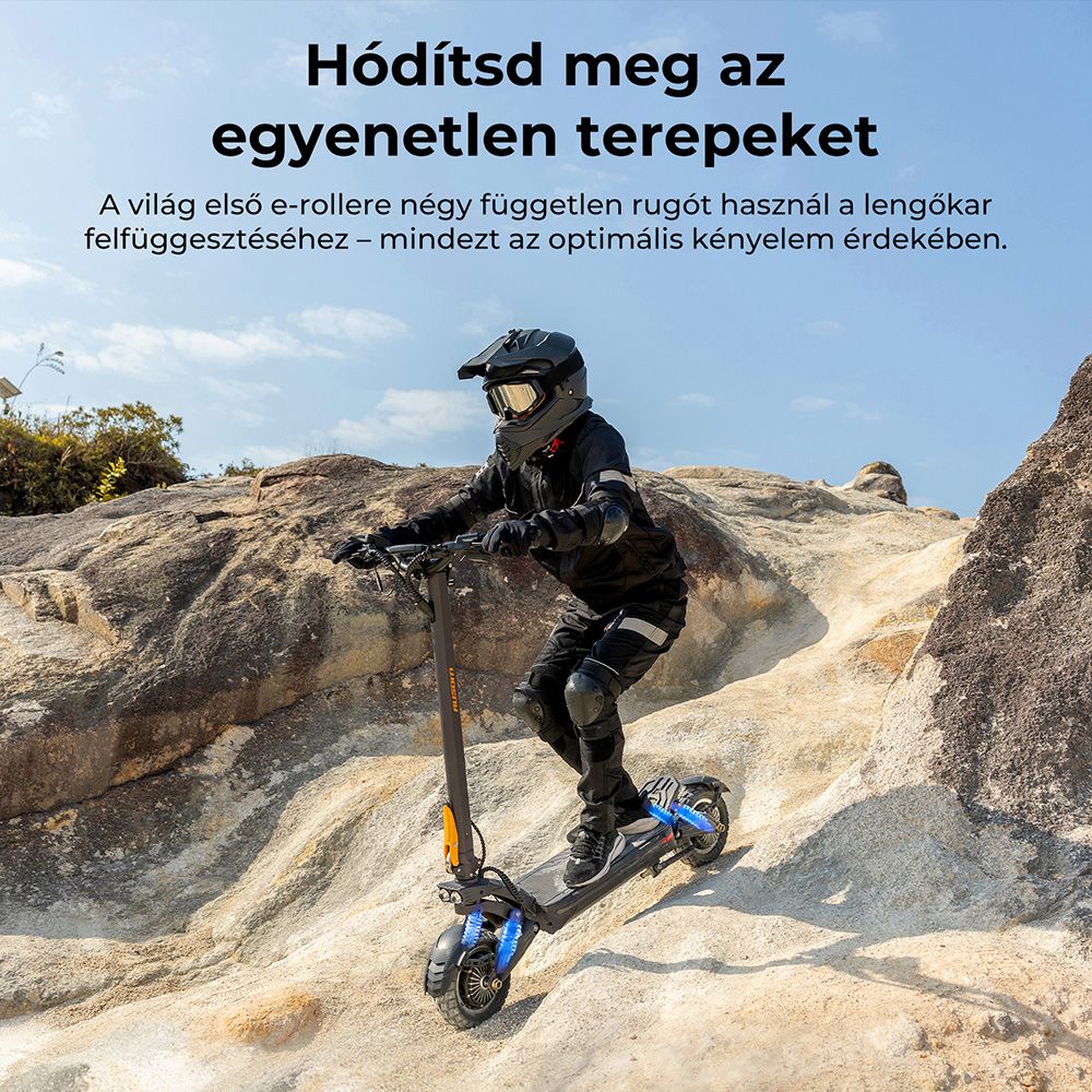 Ausom F1 Max Elektromos Roller, 2*1400W-os Motor, 60V 20.8Ah Akkumul&aacute;tor, 10 colos Gumiabroncsok, 72km/h Max. Sebess&eacute;g, 100km Max. Hat&oacute;t&aacute;vols&aacute;g, Első &eacute;s H&aacute;ts&oacute; Hidraulikus T&aacute;rcsaf&eacute;kek, NFC &eacute;s Jelsz&oacute;k&oacute;dos Z&aacute;rol&aacute;s