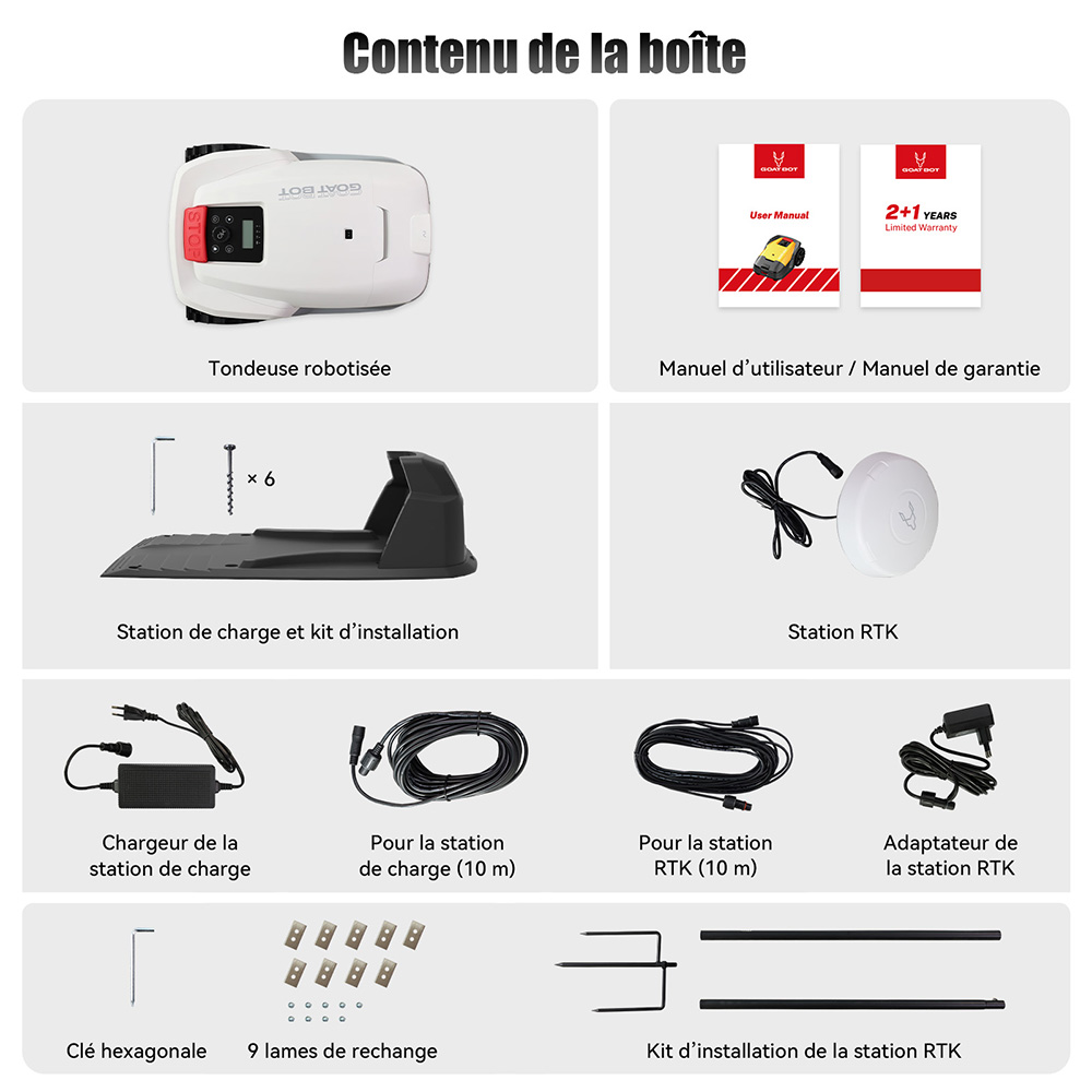 Goat Bot Unicut H1 Tondeuse robot sans fil jusqu'à 1 500 m², sans fil périphérique, cartographie précise RTK+VSLAM, évitement d'obstacles par IA, contrôle par application, protection anti-hérisson, étanchéité IPX6 - Blanc