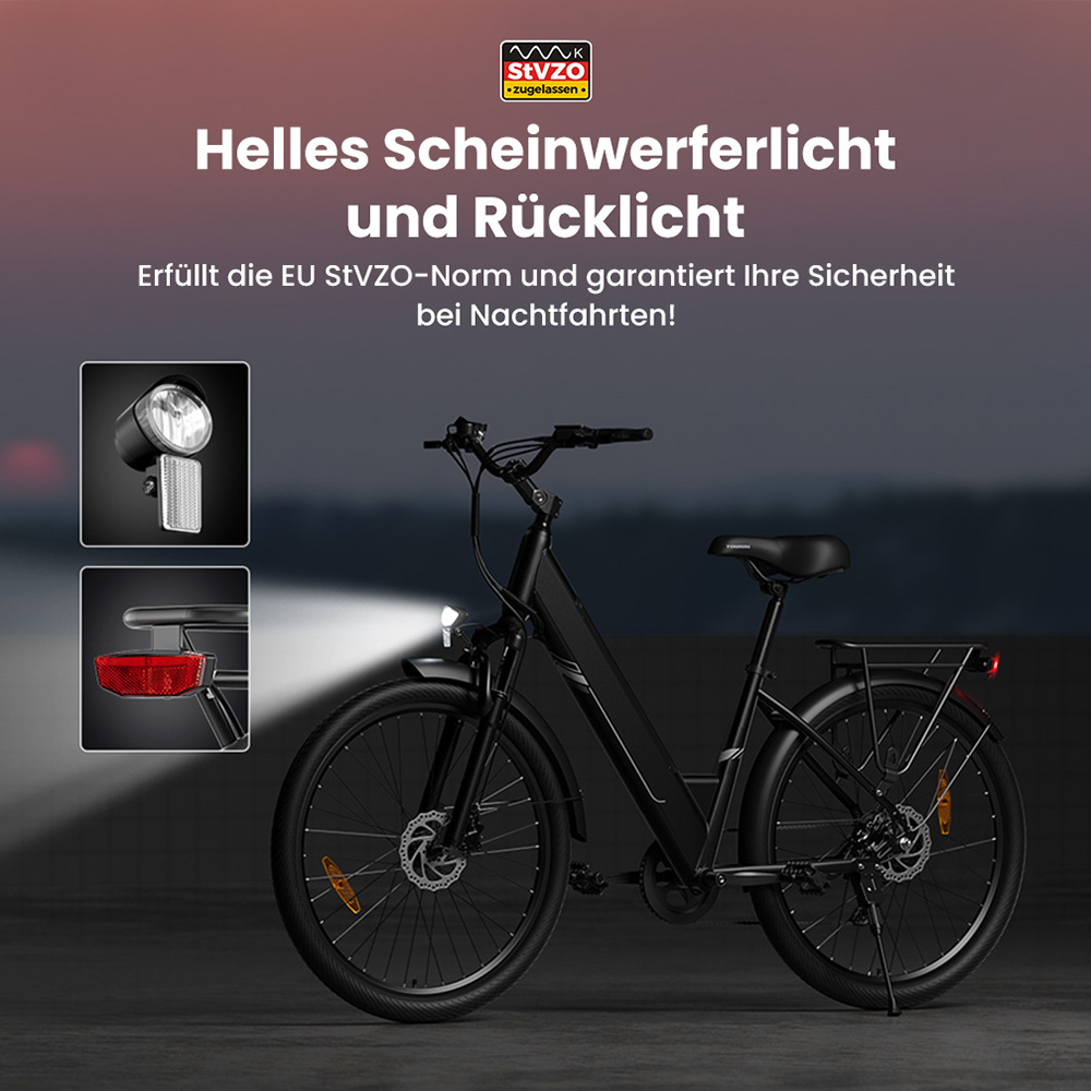 Toroll J1 Pro Elektrofahrrad, 250-W-Motor, 36-V-15,6-Ah-Akku, 27,5-Zoll-Reifen, 25 km/h H&ouml;chstgeschwindigkeit, 100 km Reichweite, hydraulische Scheibenbremse, Federung mit Sperre, Shimano 7-Gang