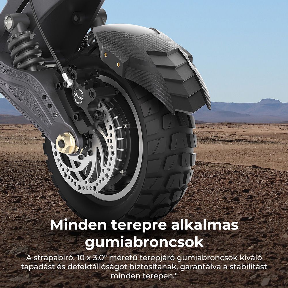 Ausom F1 Max Elektromos Roller, 2*1400W-os Motor, 60V 20.8Ah Akkumul&aacute;tor, 10 colos Gumiabroncsok, 72km/h Max. Sebess&eacute;g, 100km Max. Hat&oacute;t&aacute;vols&aacute;g, Első &eacute;s H&aacute;ts&oacute; Hidraulikus T&aacute;rcsaf&eacute;kek, NFC &eacute;s Jelsz&oacute;k&oacute;dos Z&aacute;rol&aacute;s