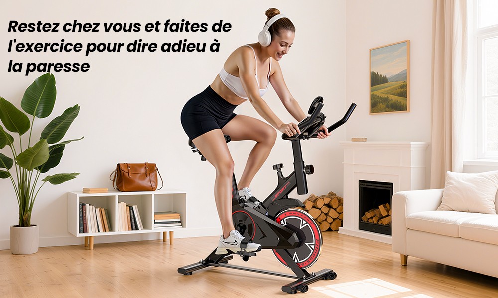 Formill QK101 V&eacute;lo d&rsquo;Appartement, Transmission par Courroie Silencieuse, R&eacute;sistance R&eacute;glable, &Eacute;cran LCD, Charge Max 120 kg, Fitness Familial