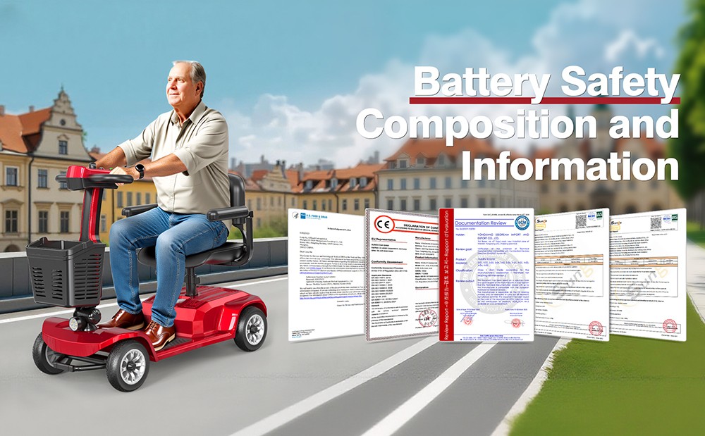 Unificare Lucas Pro négykerekű robogó, 180 W-os motor, 24 V 12 Ah akkumulátor, 8 hüvelykes gumik, 6 km/h maximális sebesség, 20 km hatótáv, mágnesfék, 190 kg maximális terhelés - piros