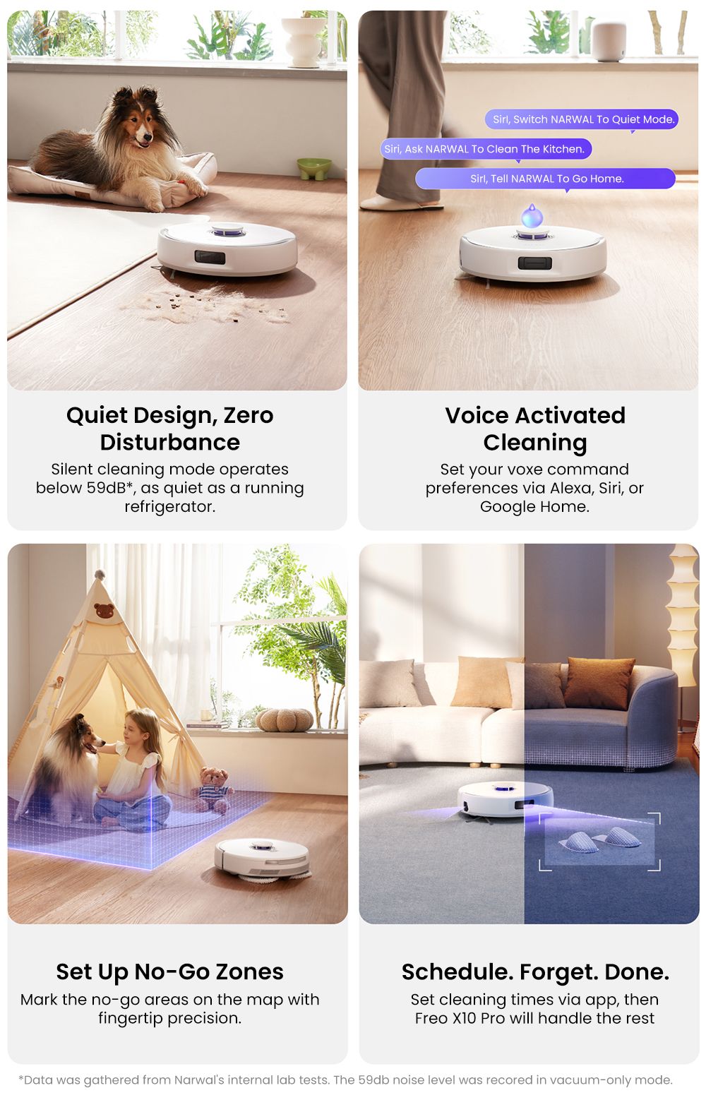Narwal Freo X10 Pro Robot Vacuum and Mop, 11,000Pa Suction, 120-Day Self-Emptying, Tangle Free, Auto Mop Wash & Dry, Obstacle Avoidance, for Pet Hair and Hard Floor - White