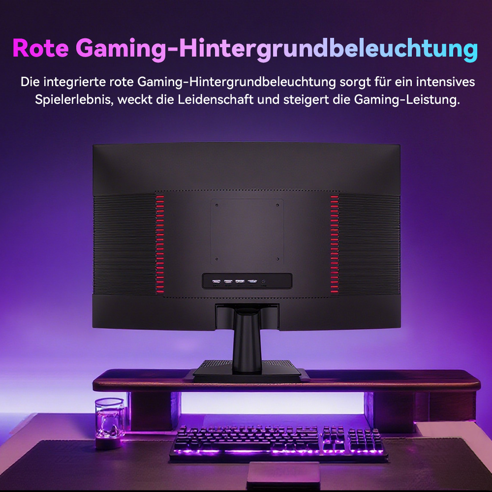 TITAN ARMY C27A1H Gaming-Monitor, 27 Zoll 1500R Curved VA-Bildschirm, 1920 x 1080, 300 Hz Bildwiederholfrequenz, 1 ms GTG-Reaktionszeit, FreeSync, HDR10, 4000:1 Kontrastverh&auml;ltnis, dynamisches OD, 10 Szenariomodi, 2 x HDMI 2.0, 2 x DP 1.4, 1 x Audio