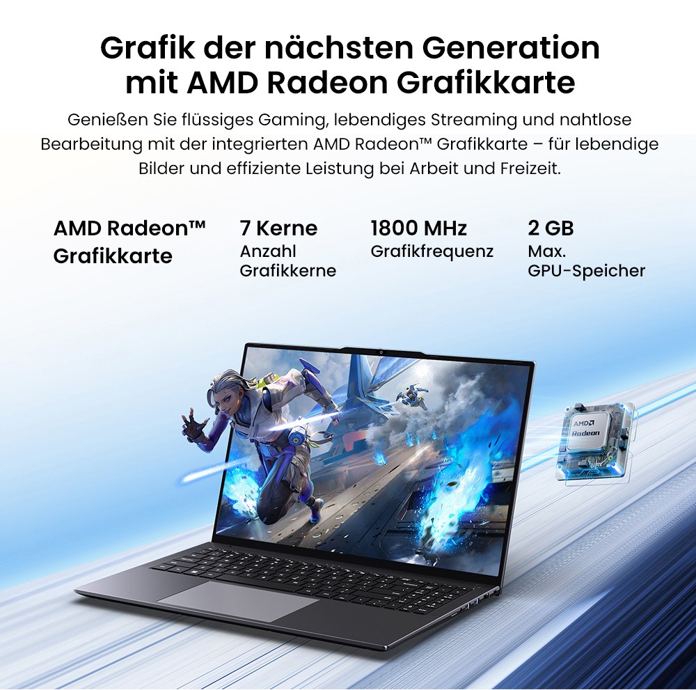 CHUWI CoreBook Plus Laptop, 16 Zoll 1920x1200 IPS Bildschirm, AMD Ryzen 5 7430U 6 Kerne Max 4,3GHz, 16GB RAM 512GB SSD, WiFi 6 Bluetooth 5.2, 2*Voll ausgestattet Typ-C, 2*USB3.2, 1*USB2.0, 1*TF Kartensteckplatz, 1*HDMI, 1*RJ45, 1*Audio