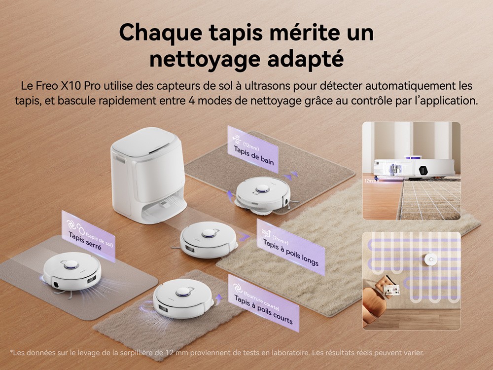 Narwal Freo X10 Pro Aspirateur Robot et Serpilli&egrave;re, Aspiration 11 000Pa, Vidage Automatique 120 Jours, Sans Enchev&ecirc;trement, Lavage & S&eacute;chage Automatiques de la Serpilli&egrave;re, &Eacute;vitement d&rsquo;Obstacles, pour Poils d&rsquo;Animaux et Sols Durs - Blanc
