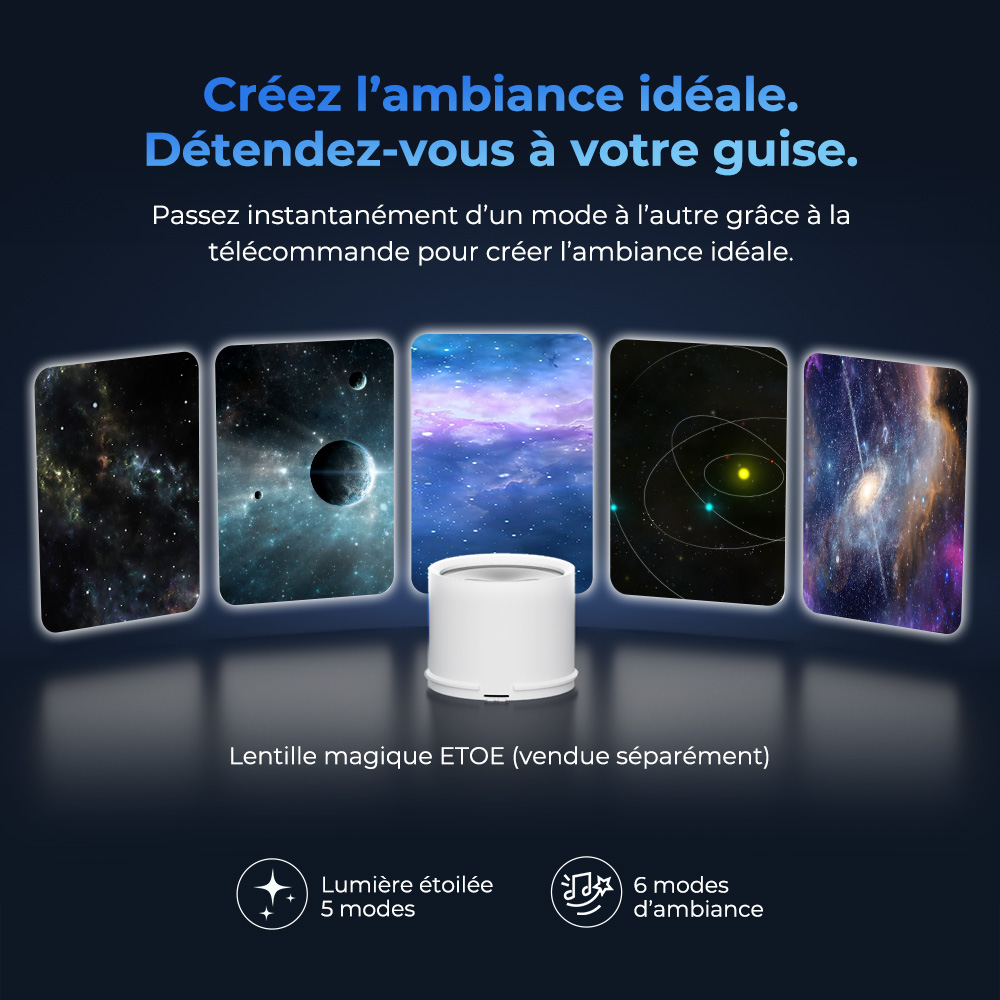 ETOE Starfish Plus Projecteur, Google TV intégré, rotation à 140°, 1080p natif, 300 ANSI, décodage 4K, veilleuse tactile, correction automatique du trapèze et mise au point automatique