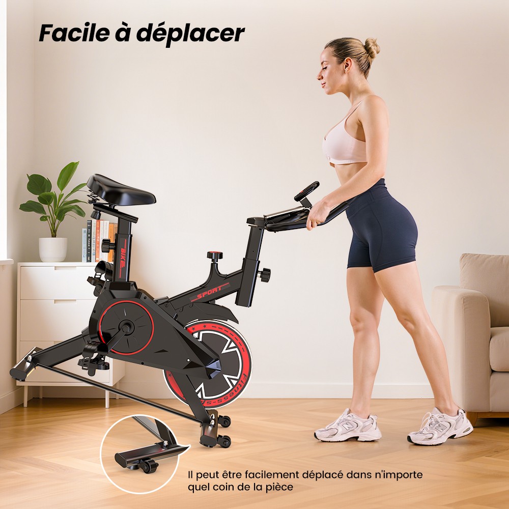 Formill QK101 V&eacute;lo d&rsquo;Appartement, Transmission par Courroie Silencieuse, R&eacute;sistance R&eacute;glable, &Eacute;cran LCD, Charge Max 120 kg, Fitness Familial