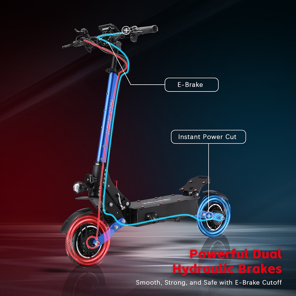 Halo Knight T108 Electric Scooter 10 inch Road Tire Dual 1000W Motor 65km/h Max Speed 52V 28.8Ah Battery 60km Max Range 150kg max load Hydraulic Brake IPX4 Waterproof - Black