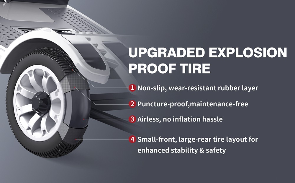 Unificare Mate Négykerekű Roller Időseknek, 250 W-os Motor, 24 V 20 Ah Akkumulátor, Elöl 8 hüvelykes és Hátul 9 hüvelykes Gumiabroncsok, 7,8 km/h Max Sebesség, 35 km-es Hatótávolság, Mágneses Fék, 190 kg Max Terhelhetőség - Ezüst