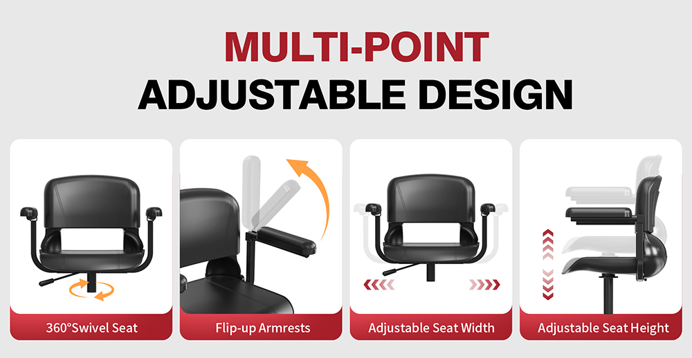 Unificare Lucas Pro Vierradroller, 180W Motor, 24V 12Ah Batterie, 8 Zoll Reifen, 6 km/h H&ouml;chstgeschwindigkeit, 20 km Reichweite, Magnetbremse, 190 kg maximale Belastung - Rot