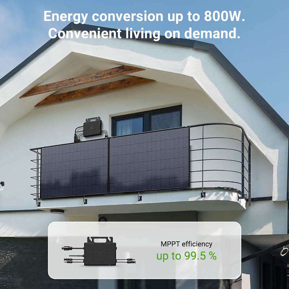 LIONSHEE LS-800Mi 800W Mikro-Wechselrichter, 2 MPPTs, 230V Ausgang, 96% Spitzenwirkungsgrad, IP67 wasserdicht, Wi-Fi Smart Monitoring