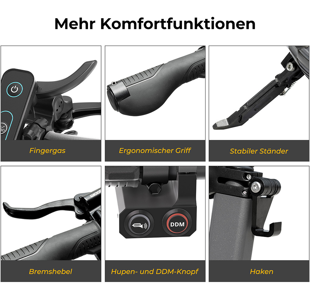Ausom F1 Max Elektroroller, 2 x 1400 W Motor, 60 V 20,8 Ah Akku, 10 Zoll Reifen, 72 km/h H&ouml;chstgeschwindigkeit, 100 km maximale Reichweite, hydraulische Scheibenbremsen vorne und hinten, NFC- und Passcode-Sperre