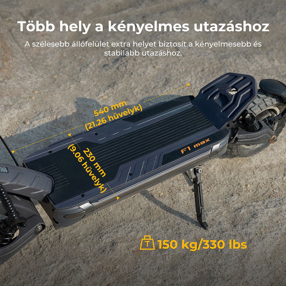 Ausom F1 Max Elektromos Roller, 2*1400W-os Motor, 60V 20.8Ah Akkumul&aacute;tor, 10 colos Gumiabroncsok, 72km/h Max. Sebess&eacute;g, 100km Max. Hat&oacute;t&aacute;vols&aacute;g, Első &eacute;s H&aacute;ts&oacute; Hidraulikus T&aacute;rcsaf&eacute;kek, NFC &eacute;s Jelsz&oacute;k&oacute;dos Z&aacute;r