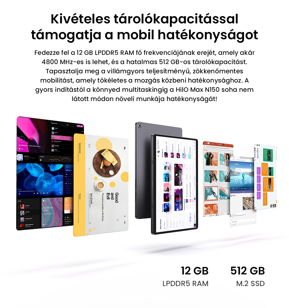 CHUWI Hi10 Max Laptop (Billentyűzet N&eacute;lk&uuml;l), Intel N150 4 Magos Max 3.6GHz, 12.96 h&uuml;velykes 2880*1920 IPS &Eacute;rintők&eacute;pernyő, 12GB LPDDR5 RAM 512 SSD, USB-C+Micro HDMI 4K Dupla Kijelző, WiFi6, 8MP+5MP Kamera, 2*Teljes funkcionalit&aacute;s&uacute; Type-C, 1*USB3.2, 1*Audio Jack