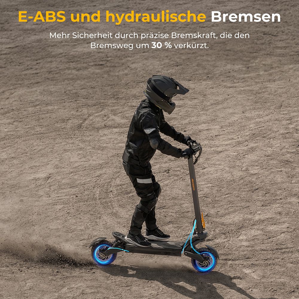 Ausom F1 Max Elektroroller, 2 x 1400 W Motor, 60 V 20,8 Ah Akku, 10 Zoll Reifen, 72 km/h H&ouml;chstgeschwindigkeit, 100 km maximale Reichweite, hydraulische Scheibenbremsen vorne und hinten, NFC- und Passcode-Sperre
