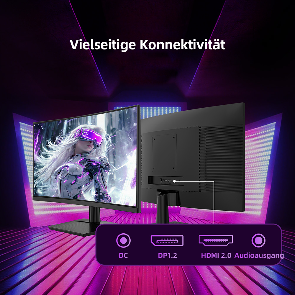 TITAN ARMY C24A1H Gaming-Monitor, 23,6 Zoll 1500R Curved VA-Bildschirm, 1920 x 1080, 240 Hz Bildwiederholfrequenz, Dynamic OD, FreeSync, HDR10, 10 Szenario-Modi, 96 % sRGB, Game+, 1 * HDMI 2.0, 1 * DP1.2, 1 * Audio, Low Blue Light