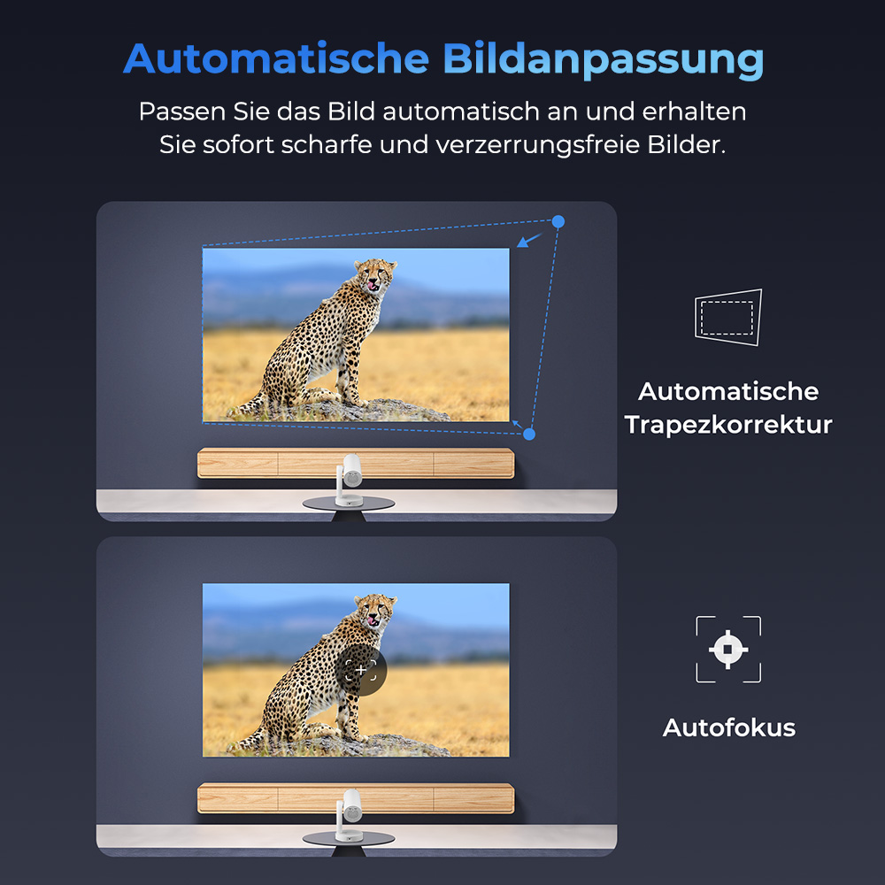 ETOE Starfish Plus-Projektor, integriertes Google TV, 140&deg;-Drehung, natives 1080p, 300 ANSI, 4K-Dekodierung, Touch-Nachtlicht, automatische Trapezkorrektur und Autofokus