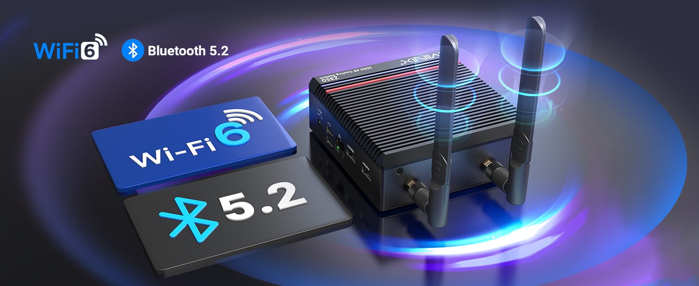 Mini PC MINIX NEO Z350-0dB, Intel Core i3-N350 8 c&oelig;urs, 3,9 GHz max., 16 Go de RAM, SSD 512 Go, 2 ports HDMI double &eacute;cran, 2 ports USB-A 3.2, 1 port USB-C 3.2, 2 ports USB 2.0, 1 emplacement pour carte TF, 1 port RJ45 2,5 GHz, prise UE/UK/US