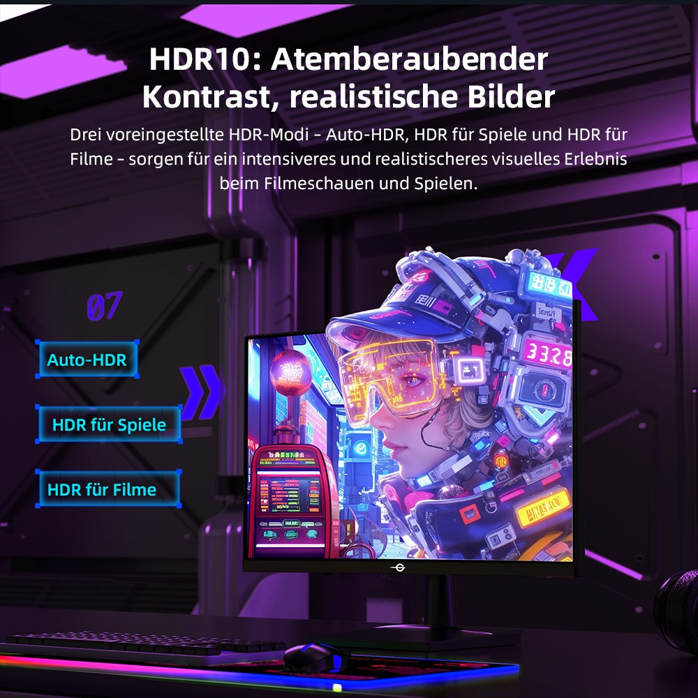 TITAN ARMY C24A1H Gaming-Monitor, 23,6 Zoll 1500R Curved VA-Bildschirm, 1920 x 1080, 240 Hz Bildwiederholfrequenz, Dynamic OD, FreeSync, HDR10, 10 Szenario-Modi, 96 % sRGB, Game+, 1 * HDMI 2.0, 1 * DP1.2, 1 * Audio, Low Blue Light