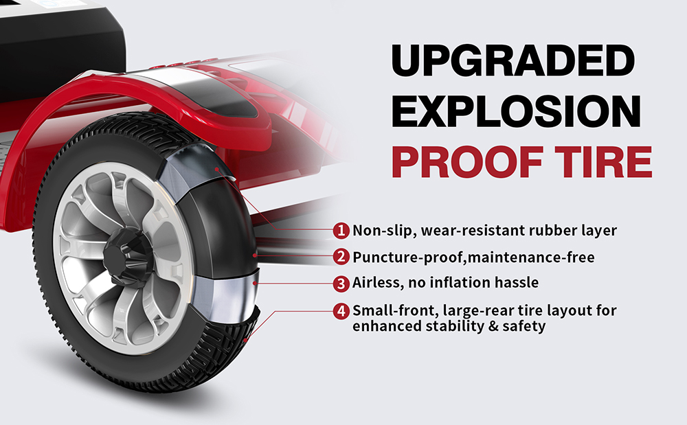 Unificare Mate Four-wheeled Scooter for the Elderly, 250W Motor, 24V 20Ah Battery, Front 8 inch & Rear 9 inch Tires, 7.8km/h Max Speed, 35km Range, Magnetic Brake, 190kg Max Load - Red