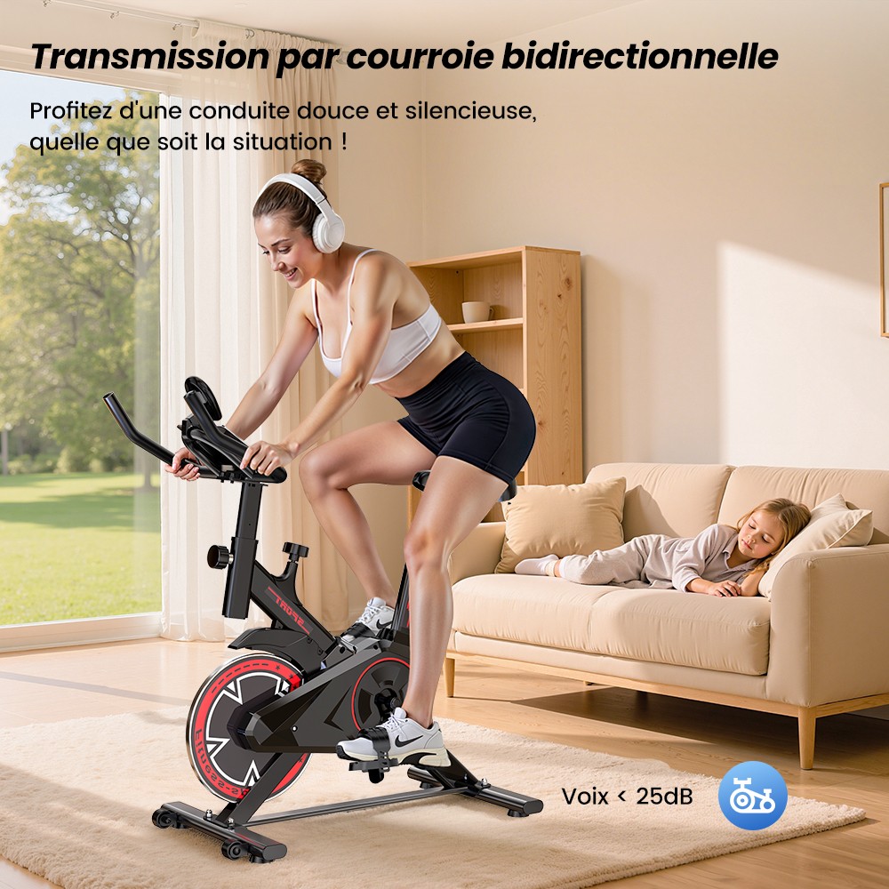 Formill QK101 V&eacute;lo d&rsquo;Appartement, Transmission par Courroie Silencieuse, R&eacute;sistance R&eacute;glable, &Eacute;cran LCD, Charge Max 120 kg, Fitness Familial