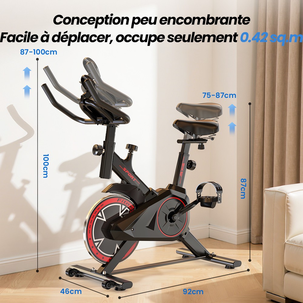 Formill QK101 V&eacute;lo d&rsquo;Appartement, Transmission par Courroie Silencieuse, R&eacute;sistance R&eacute;glable, &Eacute;cran LCD, Charge Max 120 kg, Fitness Familial