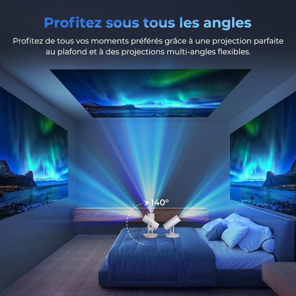 ETOE Starfish Plus Projecteur, Google TV intégré, rotation à 140°, 1080p natif, 300 ANSI, décodage 4K, veilleuse tactile, correction automatique du trapèze et mise au point automatique