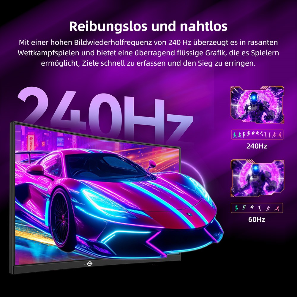 TITAN ARMY C24A1H Gaming-Monitor, 23,6 Zoll 1500R Curved VA-Bildschirm, 1920 x 1080, 240 Hz Bildwiederholfrequenz, Dynamic OD, FreeSync, HDR10, 10 Szenario-Modi, 96 % sRGB, Game+, 1 * HDMI 2.0, 1 * DP1.2, 1 * Audio, Low Blue Light