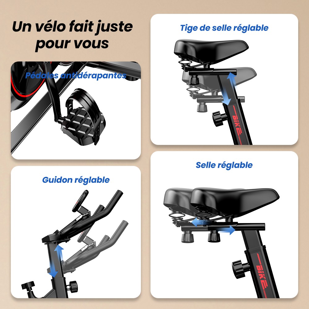 Formill QK101 V&eacute;lo d&rsquo;Appartement, Transmission par Courroie Silencieuse, R&eacute;sistance R&eacute;glable, &Eacute;cran LCD, Charge Max 120 kg, Fitness Familial