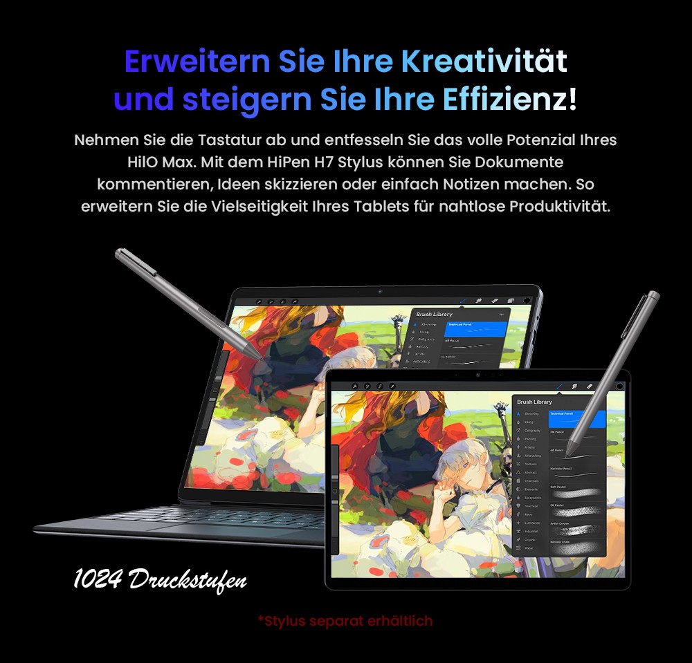 CHUWI Hi10 Max Tablette + Tastatur , Intel N150 4 Kerne, 12,96 Zoll 2880 x 1920 IPS-Touchscreen, 12 GB LPDDR5 RAM 512 SSD, USB-C + Micro HDMI, zweifaches 4K-Display, WiFi6, 8MP + 5MP Kamera, 2 * voll ausgestattete Typ-C, 1 * USB 3.2