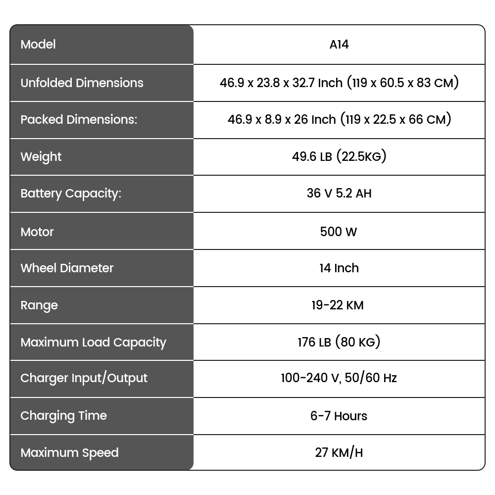 A14 Detský elektrický motocykel, 500W motor, 36V 5.2Ah batéria, 14-palcové pneumatiky, max. rýchlosť 27 km/h, dojazd 22 km, zadná kotúčová brzda, dvojité tlmenie nárazov, LCD displej - modrý