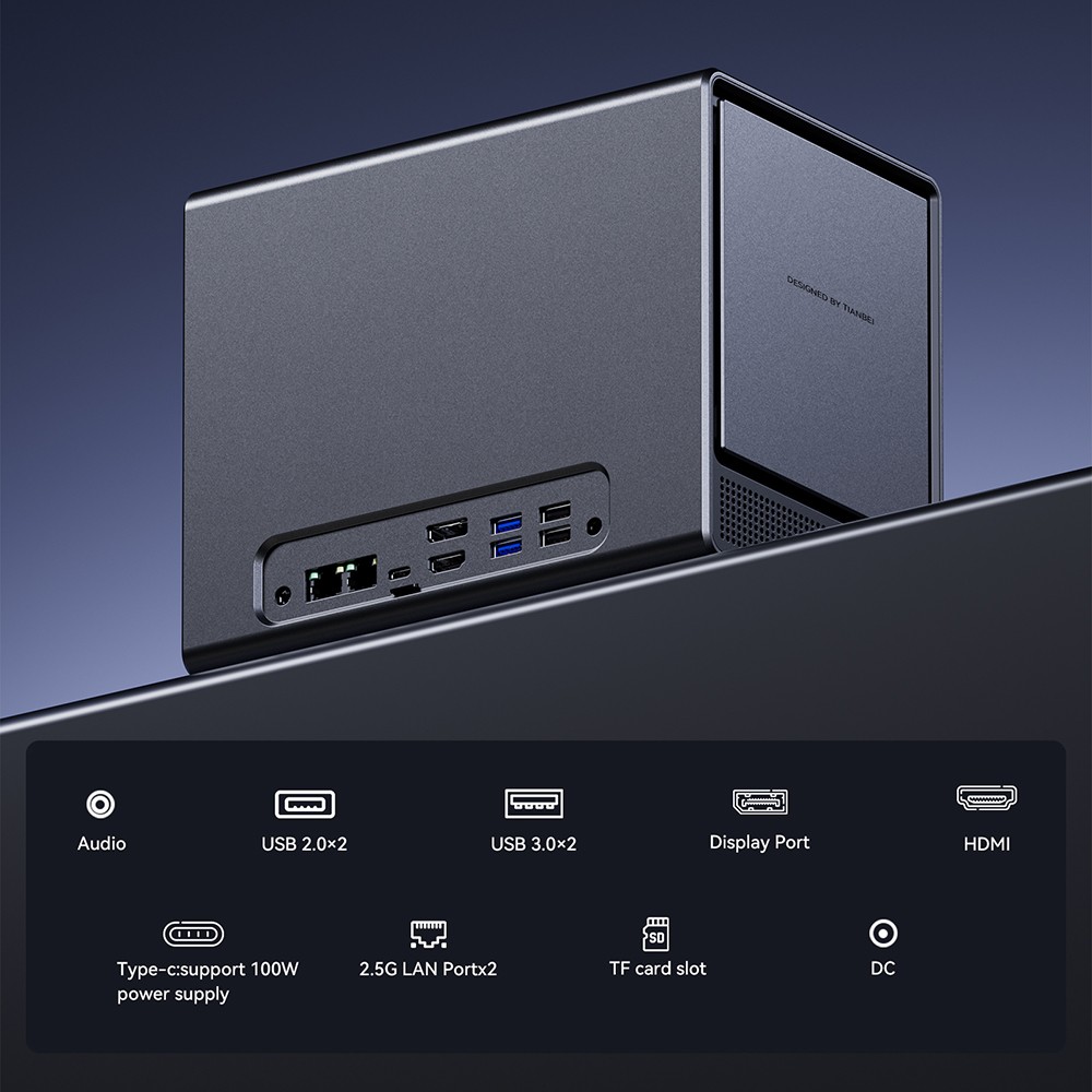 AOOSTAR WTR Pro NAS Mini PC Barebone (No RAM No SSD), AMD Ryzen 7 5825U 8 jadier Max. 4.5GHz, HDMI+DP+Type-C Triple 4K Display, WiFi 6 Bluetooth 5.2, 2*USB3.0 2*USB2.0 2*2.5G RJ45 1*Micro SD Card Port 1*Audio Jack - EU Plug