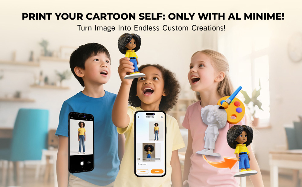 AOSEED X-MAKER JOY AI+ V4.0 3D Drucker f&uuml;r Kinder, 120x120x120mm Bauvolumen, 260℃ D&uuml;sentemperatur, 300 mm/s Druckgeschwindigkeit, WLAN & App-Steuerung, Vollst&auml;ndig Geschlossen