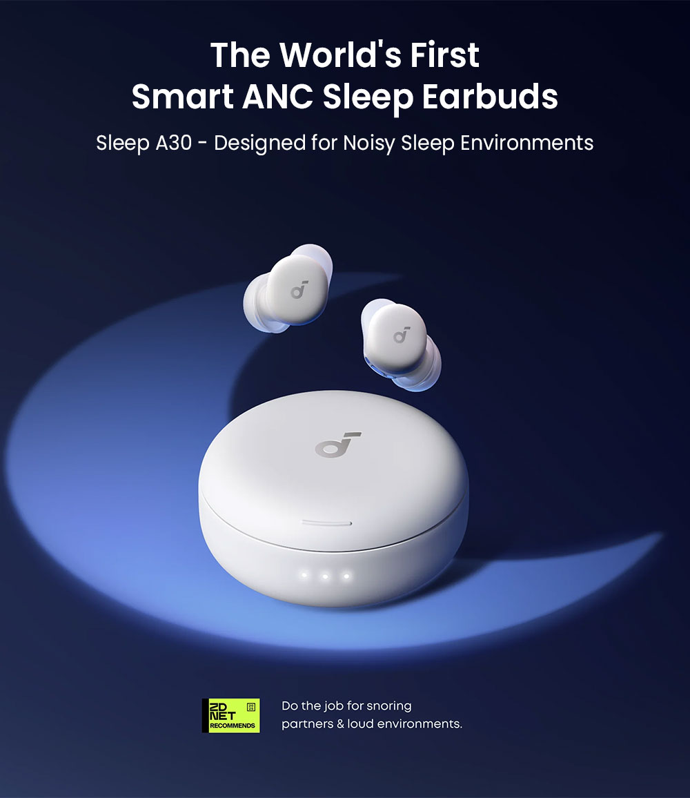 Anker Soundcore Sleep A30 ANC Sleep Earbuds, Up to 45 Hours Playtime, Al Brainwave Audio, APP Control